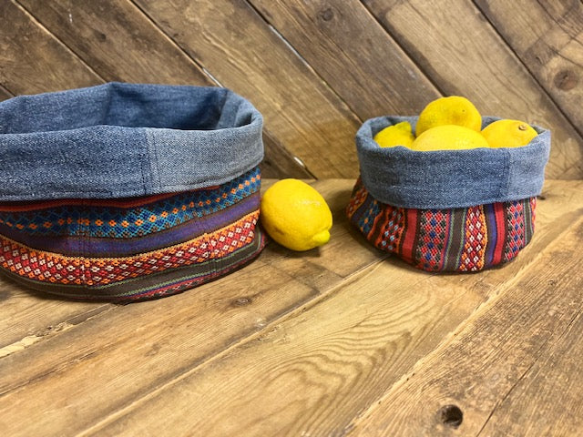 Förvaringskorg i denimtyg