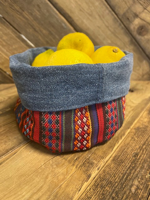 Förvaringskorg i denimtyg
