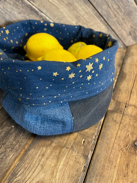 Förvaringskorg i denimtyg