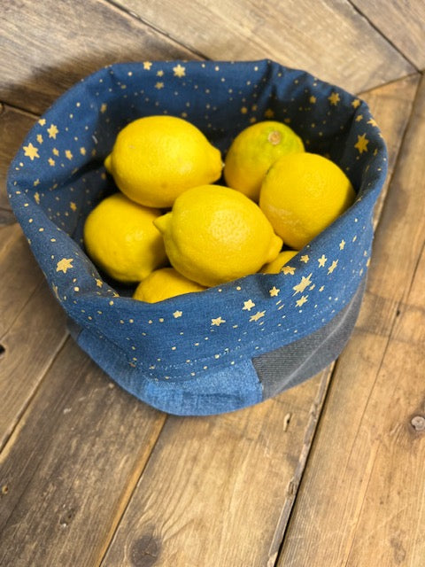 Förvaringskorg i denimtyg